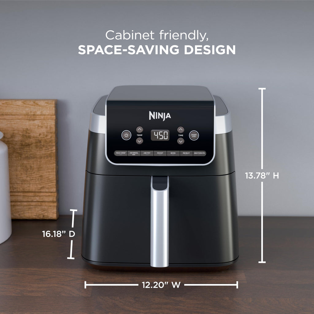 Ninja Air Fryer Pro, 5 Qt, 5-in-1, Grey, AF142 | Air fry, bake, roast, reheat, dehydrate, 1750W, 400F max, Fits 4 lbs fries, Dishwasher-safe