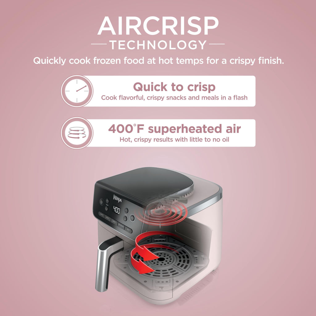 Ninja Air Fryer Pro, 5 Qt, 5-in-1, Grey, AF142 | Air fry, bake, roast, reheat, dehydrate, 1750W, 400F max, Fits 4 lbs fries, Dishwasher-safe