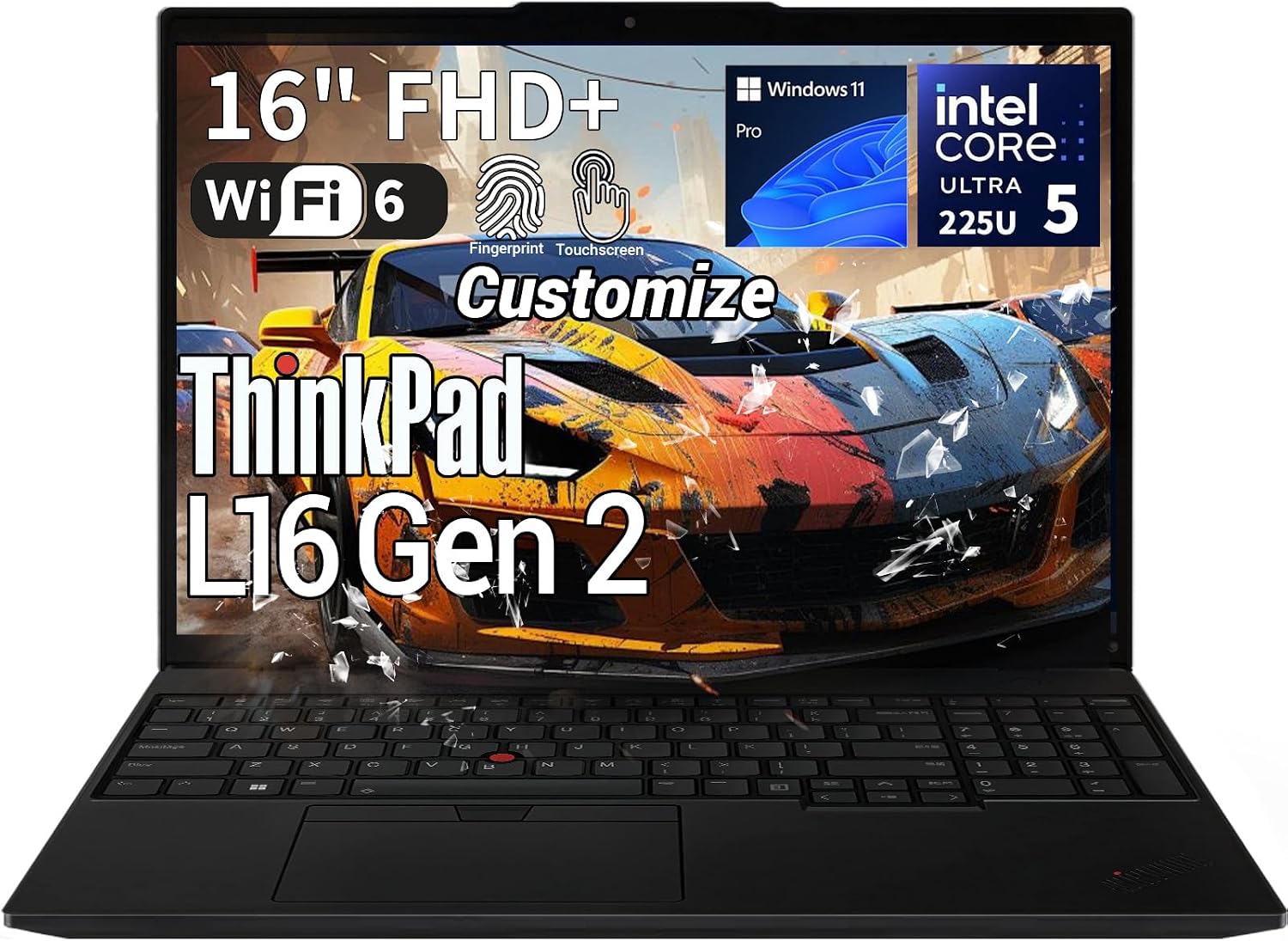 Lenovo ThinkPad L16 Gen 2 Business AI Laptop, 16" FHD+, Intel Core Ultra 7 255U, Customized 16GB-64GB DDR5, 512GB-4TB SSD, HDMI, Fingerprint, Backlit, Wi-Fi 6E, Long Battery Life, Windows 11 Pro