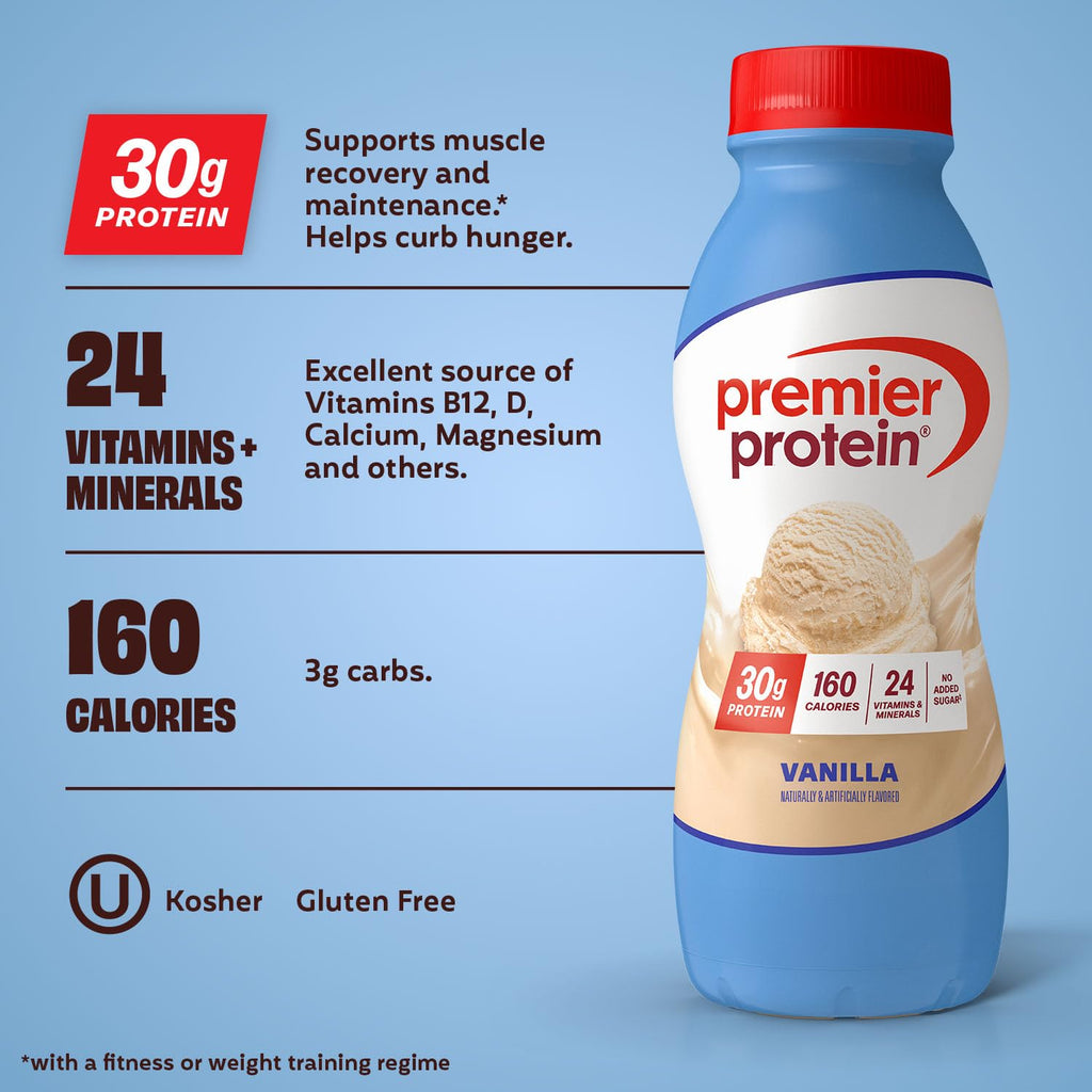 Premier Protein 30g High Protein Shake, Caramel, 12 Pack | 160 Calories, 24 Vitamins & Minerals, No Added Sugar, Supports Muscle Health, Gluten-Free, 11.5 oz