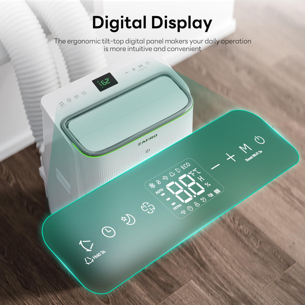 ZAFRO Smart Inverter Portable Air Conditioners, 16000 BTU (12000 BTU SACC) | Dual Hose Portable AC Unit with Energy Saving/Ultra Quiet(42dB)/Drainage-free Cooling/APP/Remote for Multi-Scenario Use