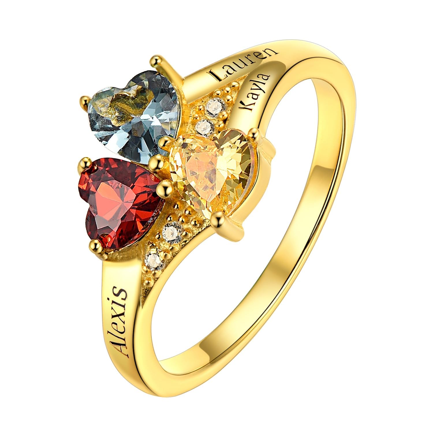 Custom4U Personalized Birthstone Rings for Women Promise Rings for Her | Sterling Silver Mothers Ring Customized Cubic Zirconia Wedding/Valentine's Day/Mother's Day Jewelry Gift for Mom Wife