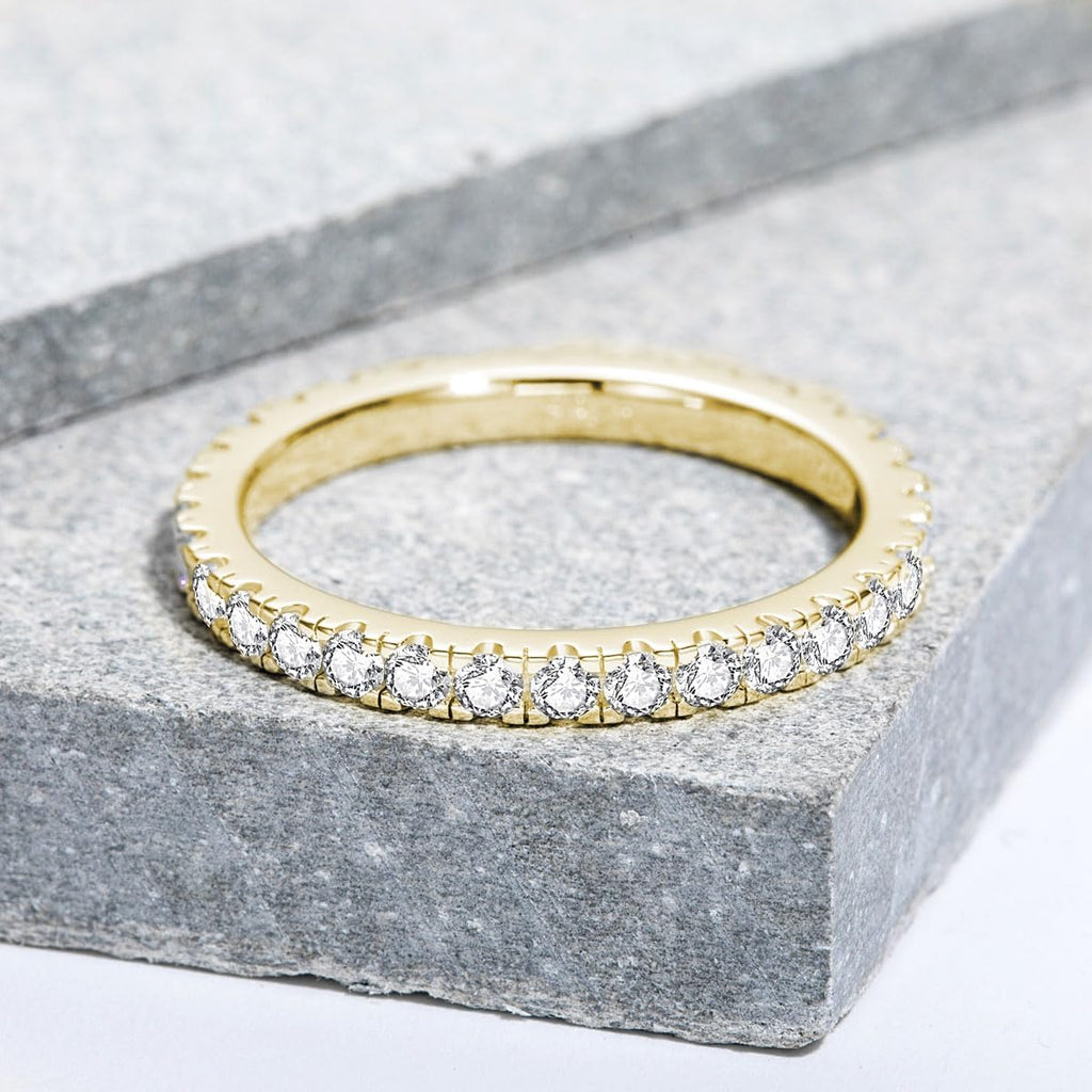Bo.Dream Cubic Zirconia Eternity Rings Wedding Band 925 Sterling Silver