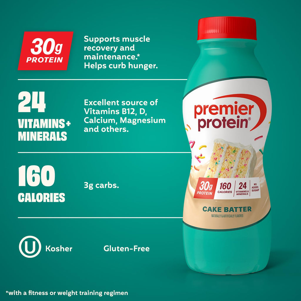 Premier Protein 30g High Protein Shake, Caramel, 12 Pack | 160 Calories, 24 Vitamins & Minerals, No Added Sugar, Supports Muscle Health, Gluten-Free, 11.5 oz