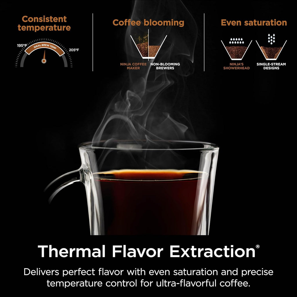 Ninja Hot & Iced XL Coffee Maker with Rapid Cold Brew, Black, CM371 | 4 Brew Styles, 8 Sizes Small Cup to Travel Mug, Single-Serve Coffee Brewer, 12-Cup Carafe, Removable Reservoir