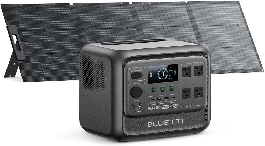 BLUETTI Solar Generator Elite 100 V2 with 200W Solar Panel Included, 1024Wh | 1800W AC Outlets (3600W Surge), 70 Min Fast Charging, 10ms UPS, Portable Power Station for Camping, Emergency, Road Trip