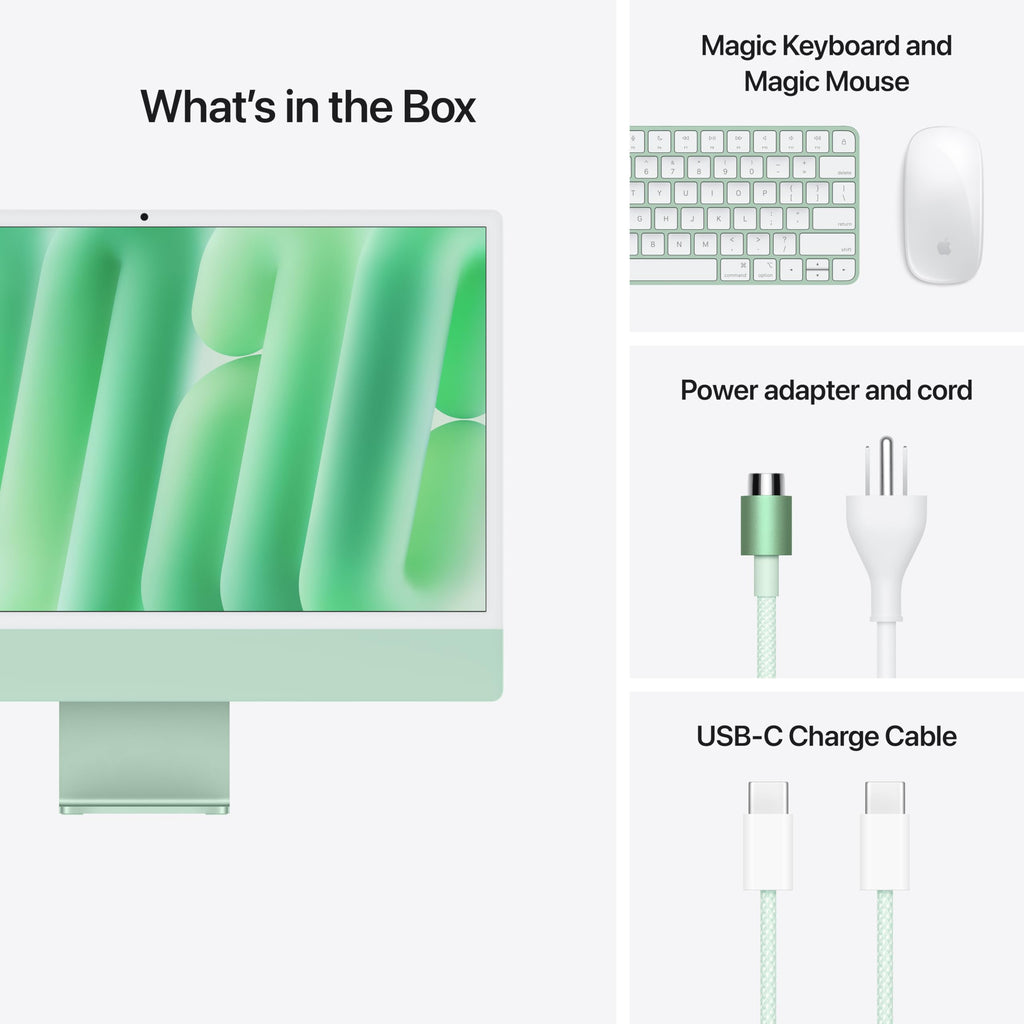 Apple 2024 iMac All-in-One Desktop Computer with M4 chip with 8-core CPU, 8-core GPU: Built for Apple Intelligence, 16GB Unified Memory, 256GB SSD Storage; Green with AppleCare+ (3 Years)