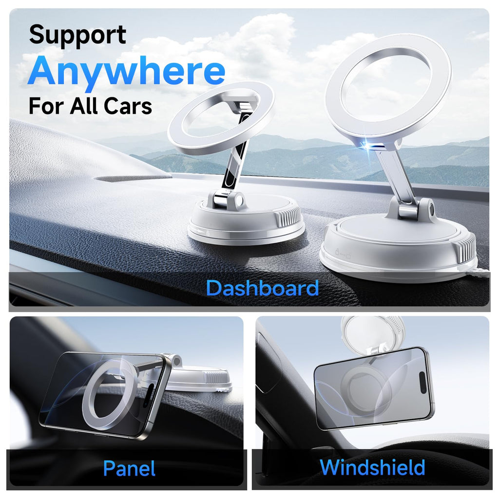 ANDERY Car Phone Holder for Magsafe [78+LBS Max Suction & 2400gf Magnetic] | 360° Adjustable Car Phone Mount, Phone Holders for Your Car for iPhone 17 Pro Max 16 15 14 13 12 Plus Air, Carbon Fiber
