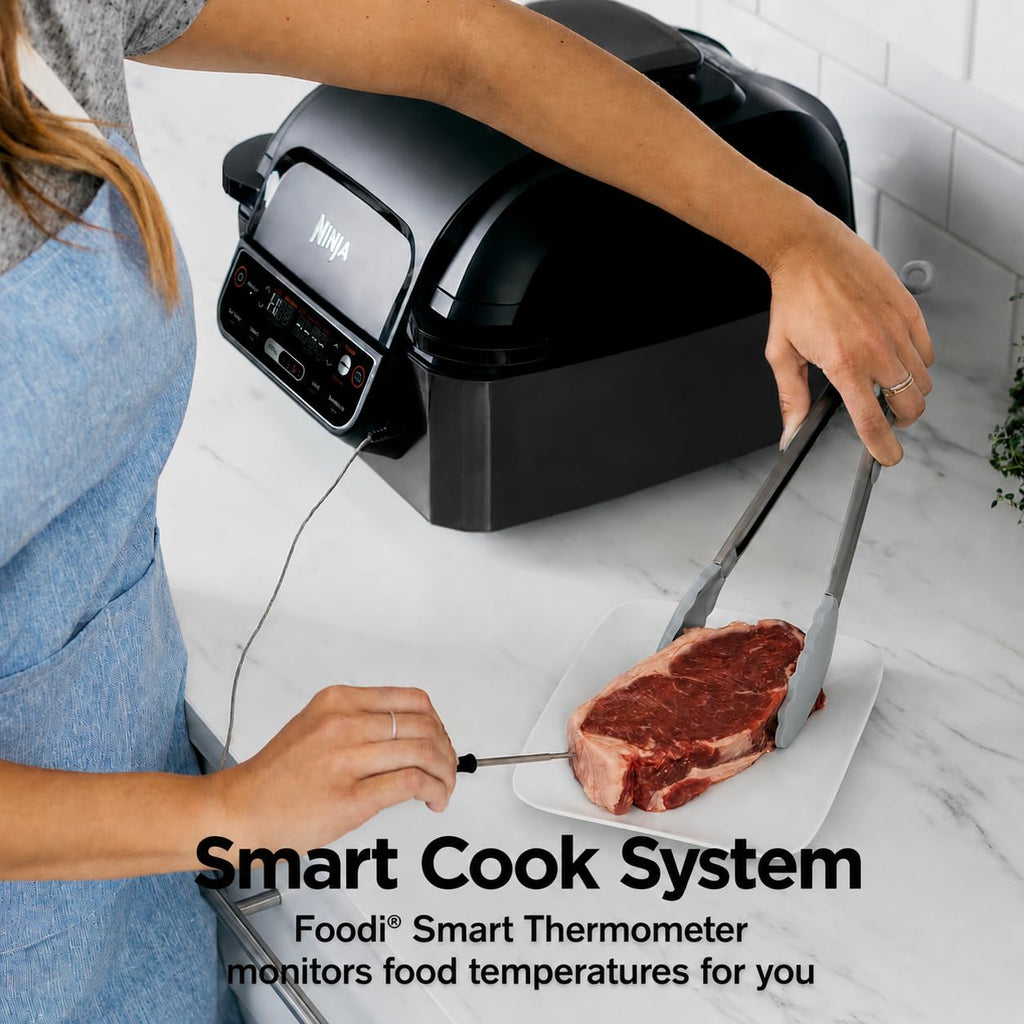 Ninja® Foodi® Smart XL 6-in-1 Indoor Grill & Air Fryer, Black/Silver, FG551 | Smart Cook System with built-in thermometer, XL capacity, perfect doneness, rare to well done. 6-in-1: Grill, Air Fry & more.