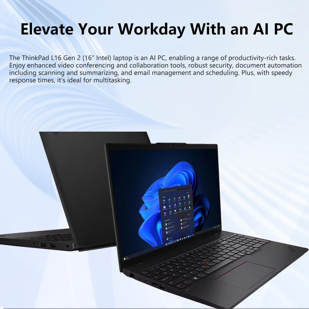 Lenovo ThinkPad L16 Gen 2 Business AI Laptop, 16" FHD+, Intel Core Ultra 7 255U, Customized 16GB-64GB DDR5, 512GB-4TB SSD, HDMI, Fingerprint, Backlit, Wi-Fi 6E, Long Battery Life, Windows 11 Pro