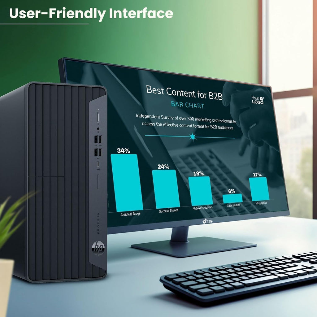 HP Prodesk Desktop Computers PC for Home & Office Business, Intel i5-10400F (16GB DDR4, 1TB PCIe SSD), Compact & Silent Design, Triple-Display Support, WiFi Adapter, Keyboard & Mouse, Windows 11 Pro