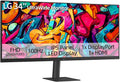 LG 34" UltraWide Monitor, IPS Display, WFHD(2560 x 1080), 100Hz, 5ms, HDR 400, sRGB 99%, HDMI DisplayPort, VESA Mount, Tilt Stand, Built for Multitasking & Productivity