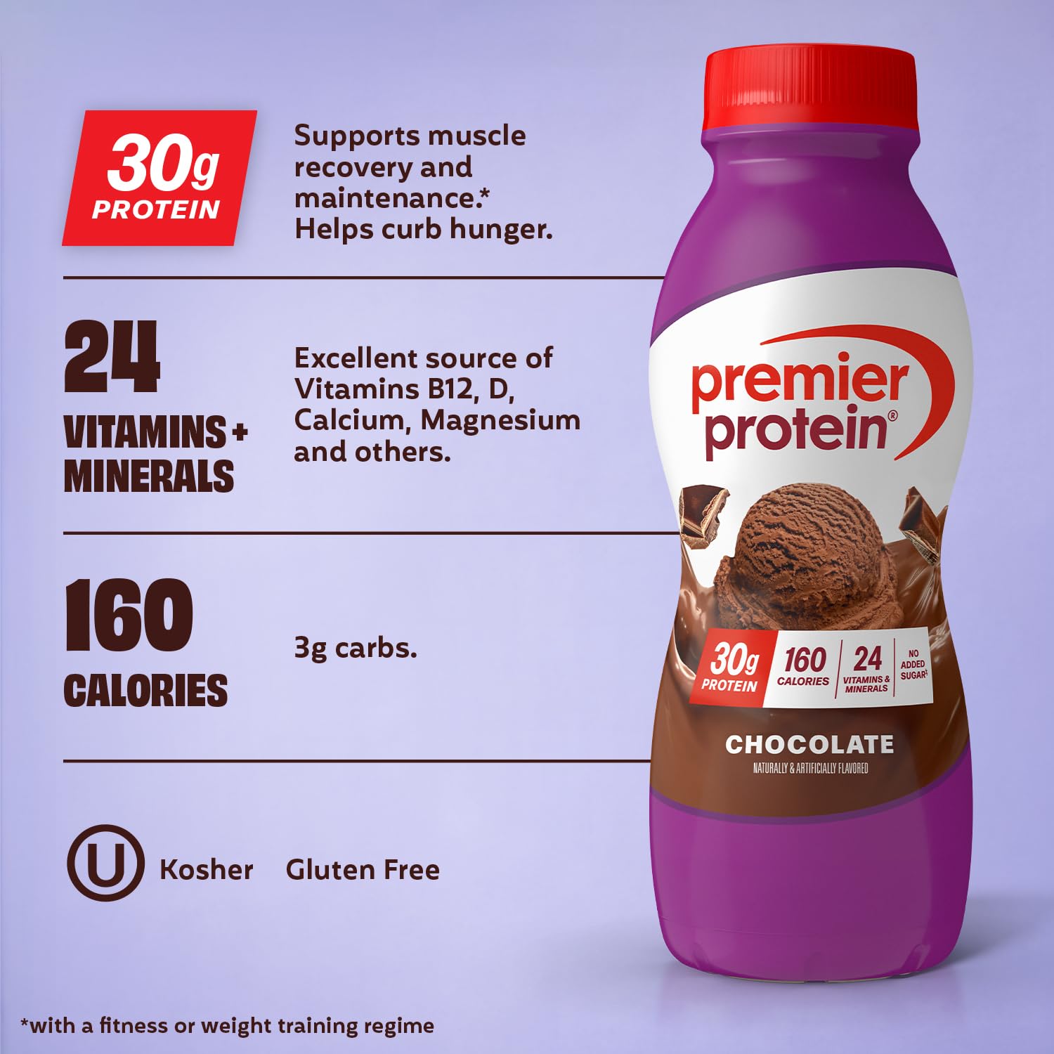 Premier Protein 30g High Protein Shake, Caramel, 12 Pack | 160 Calories, 24 Vitamins & Minerals, No Added Sugar, Supports Muscle Health, Gluten-Free, 11.5 oz