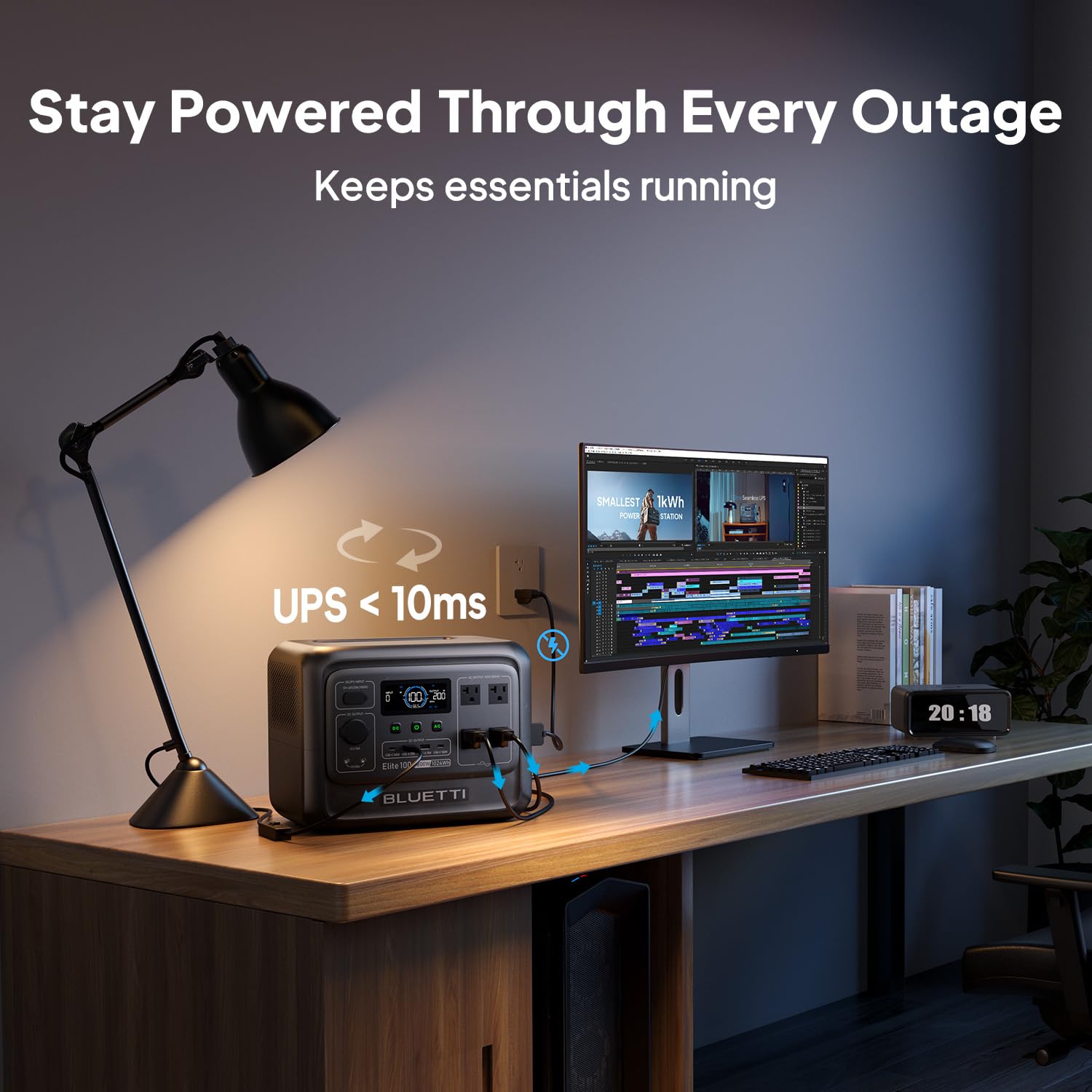BLUETTI Solar Generator Elite 100 V2 with 200W Solar Panel Included, 1024Wh | 1800W AC Outlets (3600W Surge), 70 Min Fast Charging, 10ms UPS, Portable Power Station for Camping, Emergency, Road Trip
