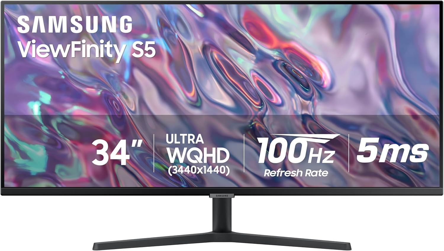 SAMSUNG 34" ViewFinity S50GC Series Ultra-WQHD Monitor, 100Hz, 5ms, HDR10, AMD FreeSync, Eye Care, Borderless Design, PIP, PBP, LS34C502GANXZA, 2023, Black | 100Hz Refresh Rate, 5ms, HDR10, AMD FreeSync, Eye Care, Borderless Design, PIP, PBP, LS34C502GANX