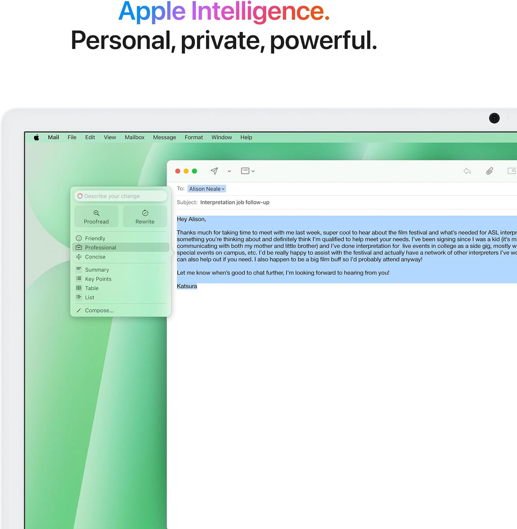 Apple 2024 iMac All-in-One Desktop Computer with M4 chip with 8-core CPU, 8-core GPU: Built for Apple Intelligence, 16GB Unified Memory, 256GB SSD Storage; Green with AppleCare+ (3 Years)