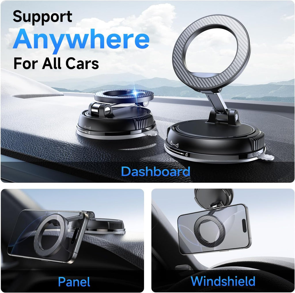 ANDERY Car Phone Holder for Magsafe [78+LBS Max Suction & 2400gf Magnetic] | 360° Adjustable Car Phone Mount, Phone Holders for Your Car for iPhone 17 Pro Max 16 15 14 13 12 Plus Air, Carbon Fiber