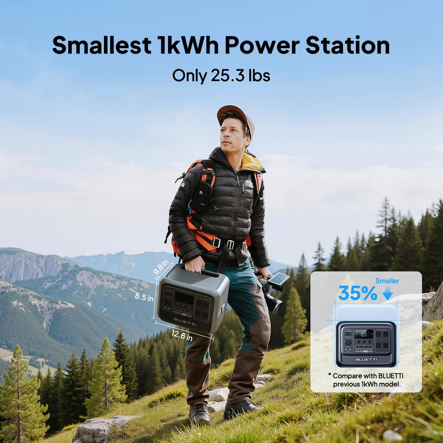 BLUETTI Solar Generator Elite 100 V2 with 200W Solar Panel Included, 1024Wh | 1800W AC Outlets (3600W Surge), 70 Min Fast Charging, 10ms UPS, Portable Power Station for Camping, Emergency, Road Trip