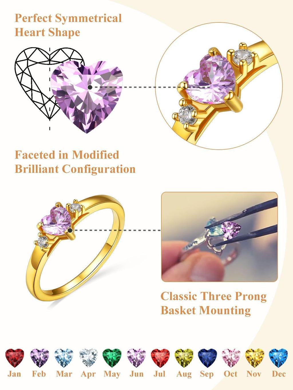 Custom4U Personalized Birthstone Rings for Women Promise Rings for Her | Sterling Silver Mothers Ring Customized Cubic Zirconia Wedding/Valentine's Day/Mother's Day Jewelry Gift for Mom Wife
