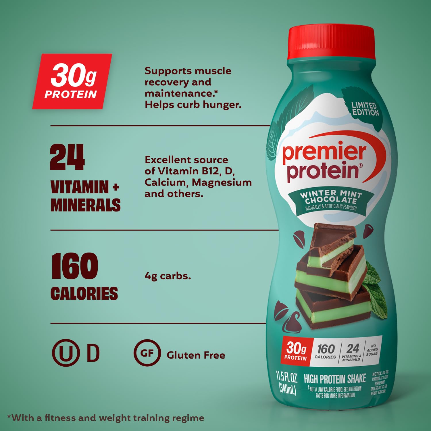 Premier Protein 30g High Protein Shake, Caramel, 12 Pack | 160 Calories, 24 Vitamins & Minerals, No Added Sugar, Supports Muscle Health, Gluten-Free, 11.5 oz
