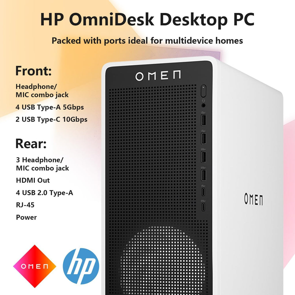 HP OMEN 16L TG03 Pro Business Gaming Desktop, Intel Ultra 7 265F (Beats i7-14700F), NVIDIA RTX 5060, 32GB DDR5 RAM, 2TB SSD, Workstation for Creation, Bundle with Thunderobot KG3089R Keyboard