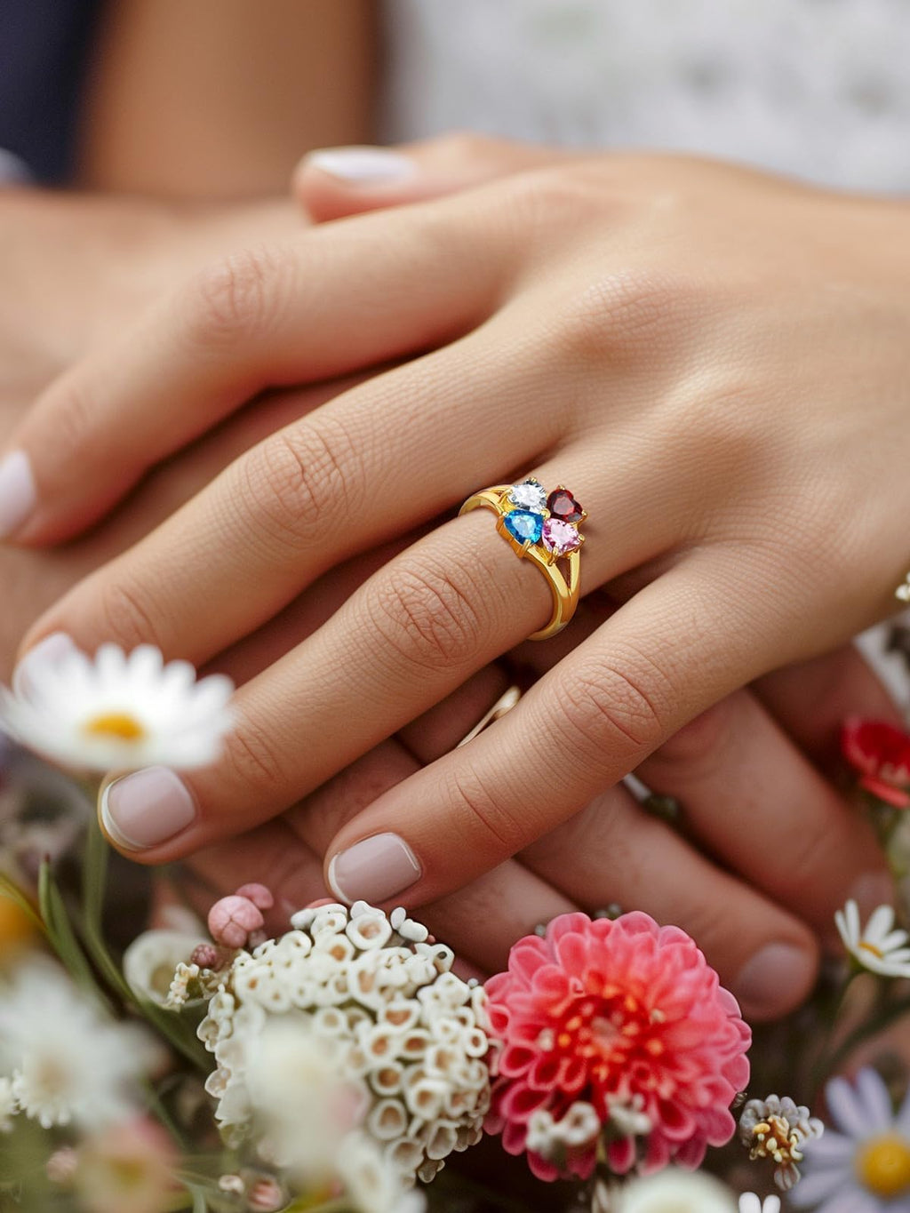 Custom4U Personalized Birthstone Rings for Women Promise Rings for Her | Sterling Silver Mothers Ring Customized Cubic Zirconia Wedding/Valentine's Day/Mother's Day Jewelry Gift for Mom Wife