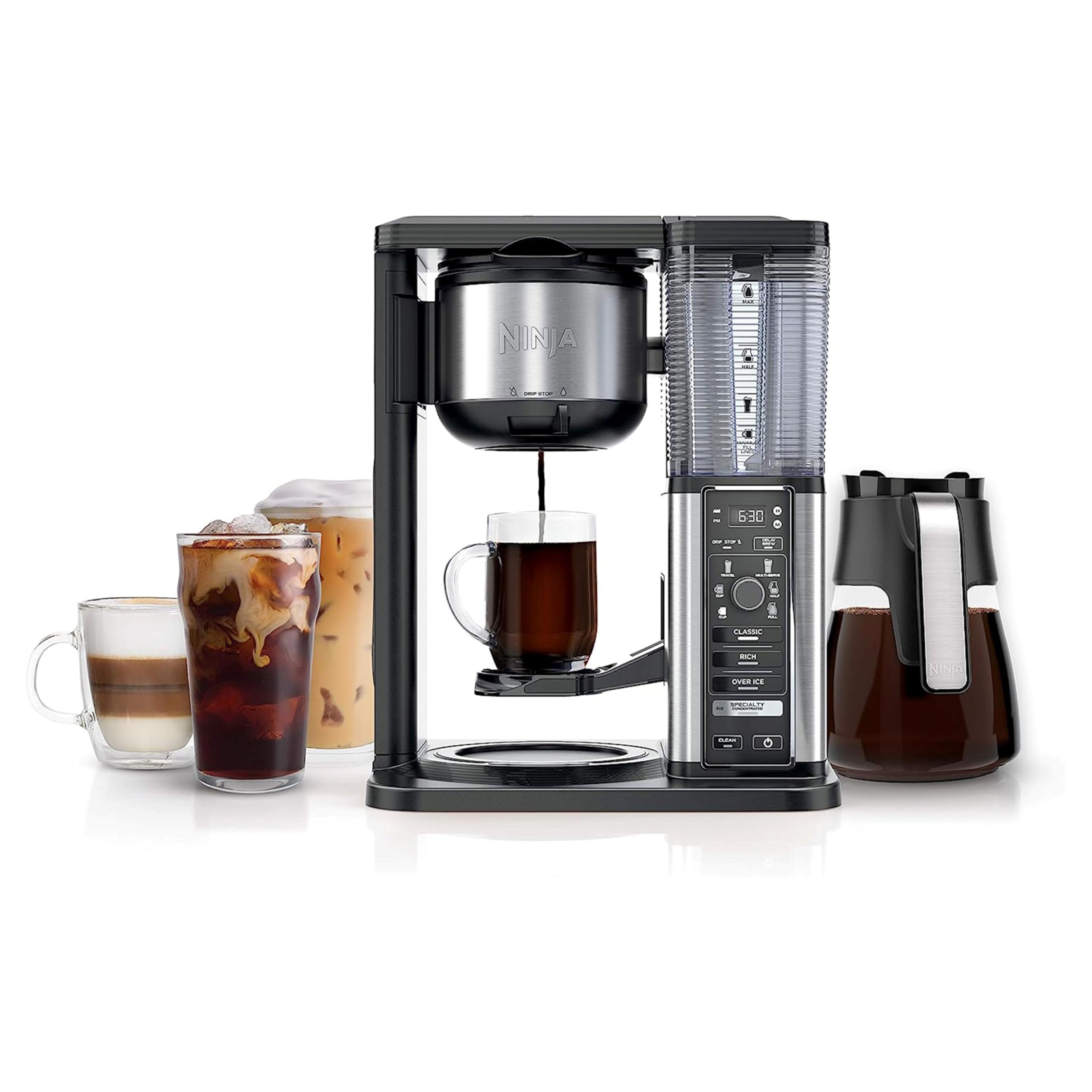 Ninja Hot & Iced XL Coffee Maker with Rapid Cold Brew, Black, CM371 | 4 Brew Styles, 8 Sizes Small Cup to Travel Mug, Single-Serve Coffee Brewer, 12-Cup Carafe, Removable Reservoir