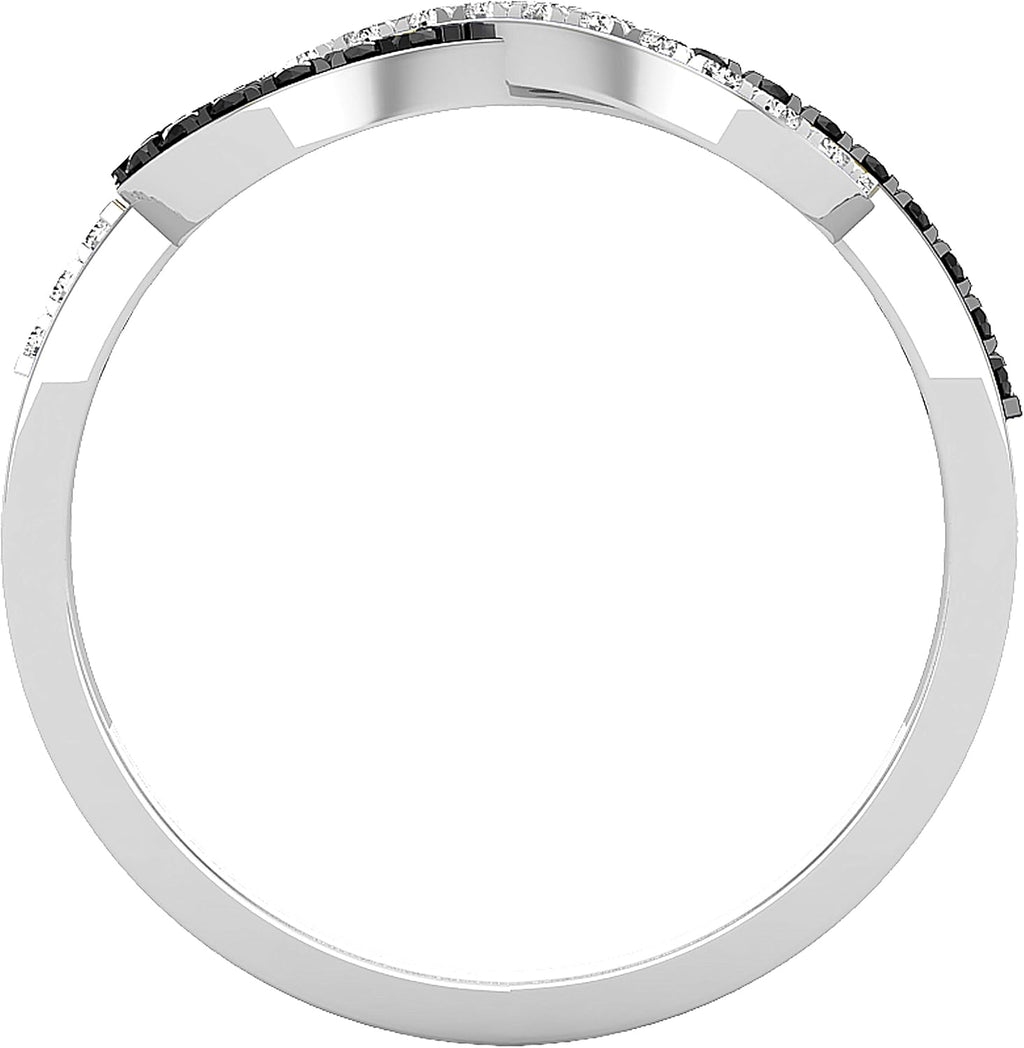 Dazzlingrock Round Black & White Natural Diamond Infinity Right Hand Ring | 0.35 Ctw | Women | 925 Sterling Silver