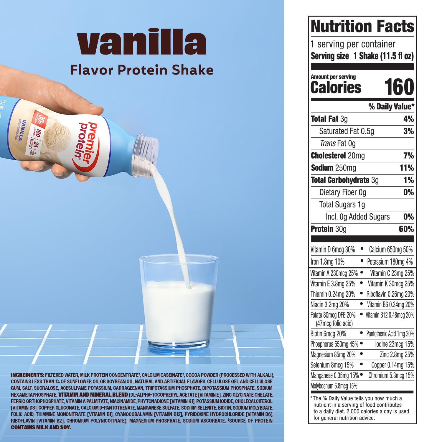 Premier Protein 30g High Protein Shake, Caramel, 12 Pack | 160 Calories, 24 Vitamins & Minerals, No Added Sugar, Supports Muscle Health, Gluten-Free, 11.5 oz