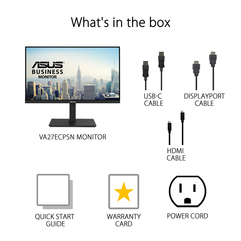 ASUS 27" Computer Monitor (VA279QG) - Full HD, IPS, 120Hz, 1ms MPRT, Adaptive-Sync, Eye Care, Low Blue Light, Flicker Free, HDMI, DisplayPort, VGA, Speakers, VESA Mountable, 99% sRGB, 3yr Warranty