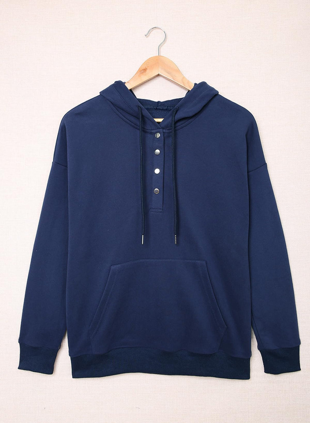 Dokotoo Hoodies for Women Button Collar Drawstring Sweatshirt Hooded Tops | Long Sleeve, Fleece Lined, Pullover Hoodie, Kangaroo Pocket, Fall Outfits Winter Clothes 2026, Casual Travel Workout Outdoor