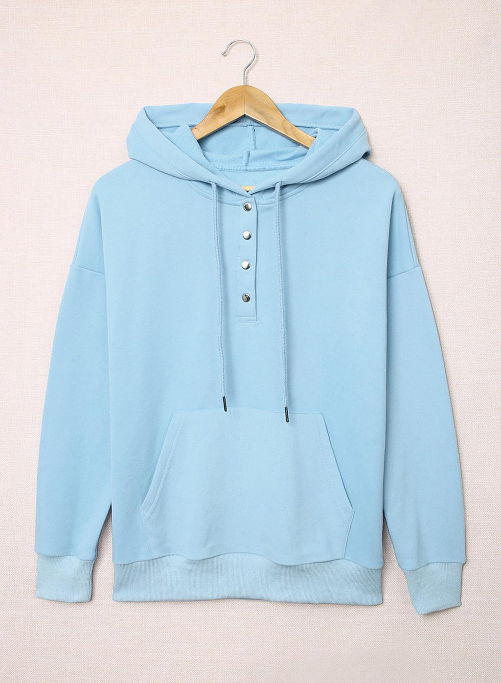 Dokotoo Hoodies for Women Button Collar Drawstring Sweatshirt Hooded Tops | Long Sleeve, Fleece Lined, Pullover Hoodie, Kangaroo Pocket, Fall Outfits Winter Clothes 2026, Casual Travel Workout Outdoor