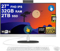 HP 27 AIO Desktop Computer 27" FHD IPS Anti-Glare Touchscreen (99% sRGB) AMD 8-core Ryzen AI 7 350 (Up to 50 NPU Tops) 32GB RAM 2TB SSD for Creator Designer Business Professional Work Win11 ICP Hub
