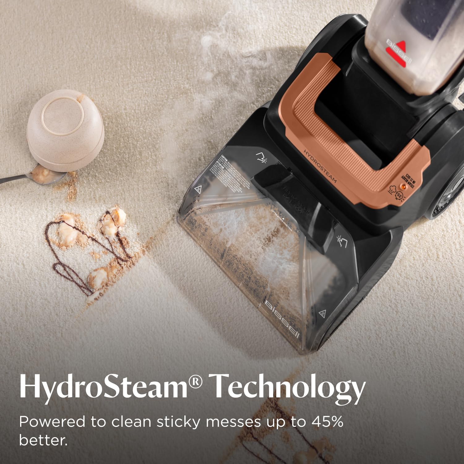 BISSELL Revolution HydroSteam Pet Carpet Cleaner, 3432 | HydroSteam technology; 2-in-1 pet upholstery tool; cleaning formulas included; upright deep cleaner