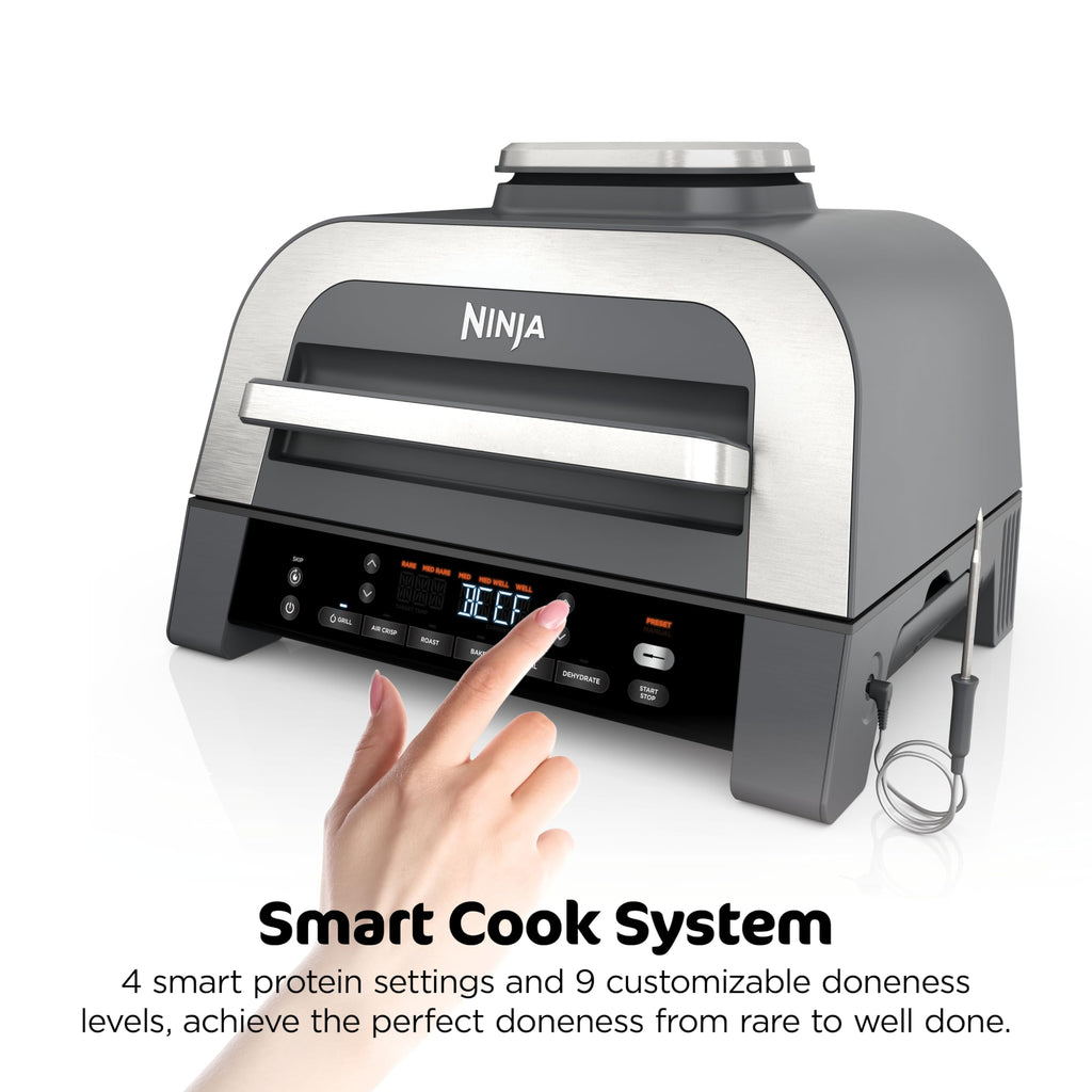 Ninja® Foodi® Smart XL 6-in-1 Indoor Grill & Air Fryer, Black/Silver, FG551 | Smart Cook System with built-in thermometer, XL capacity, perfect doneness, rare to well done. 6-in-1: Grill, Air Fry & more.