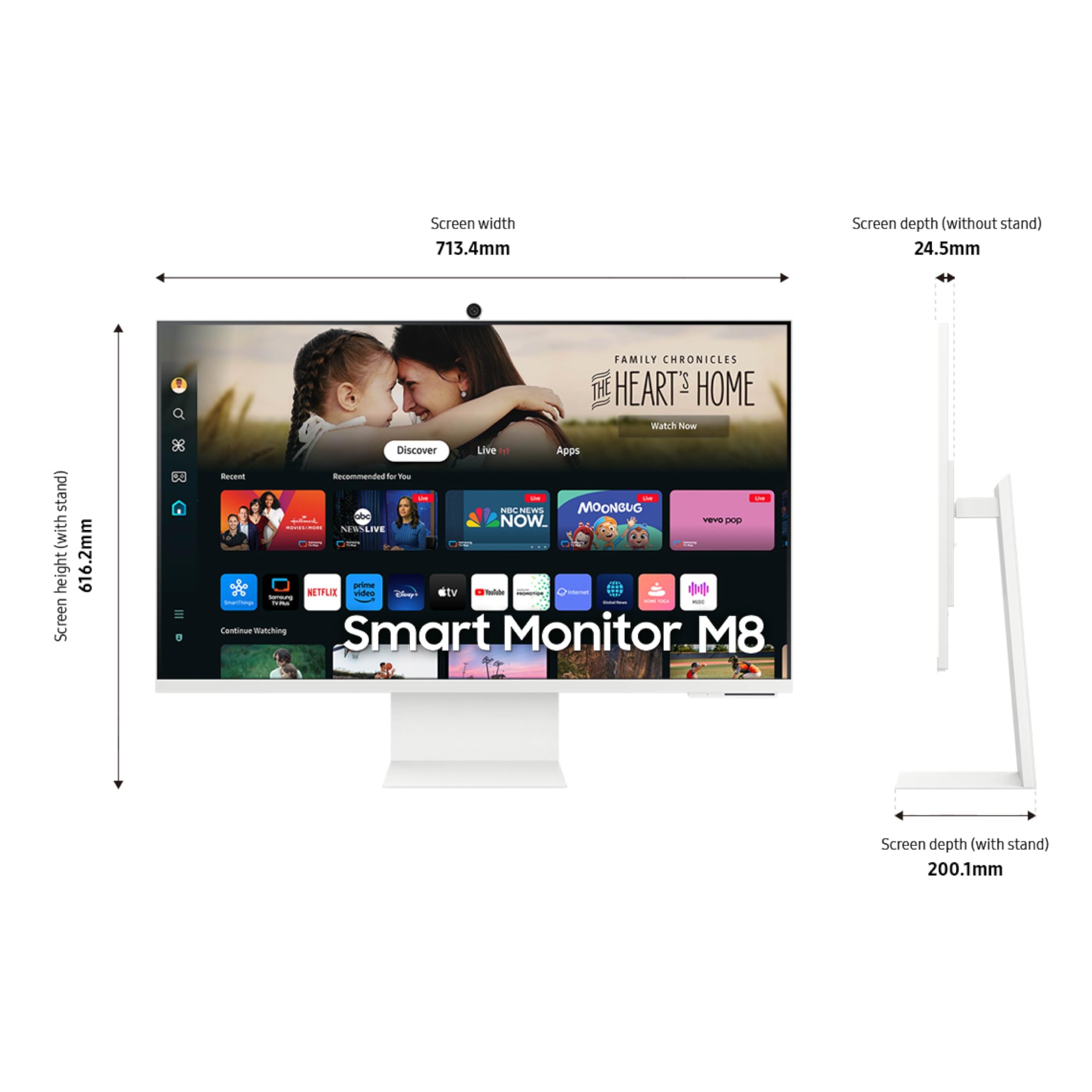 Samsung 32” M8 (M80F) Series 4K UHD Smart Monitor | Samsung Vision AI, Smart TV Apps, Gaming Hub, USB-C, HDMI and USB-A, White (LS32FM803UNXZA)