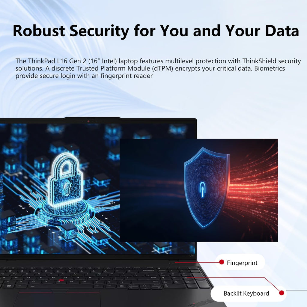 Lenovo ThinkPad L16 Gen 2 Business AI Laptop, 16" FHD+, Intel Core Ultra 7 255U, Customized 16GB-64GB DDR5, 512GB-4TB SSD, HDMI, Fingerprint, Backlit, Wi-Fi 6E, Long Battery Life, Windows 11 Pro