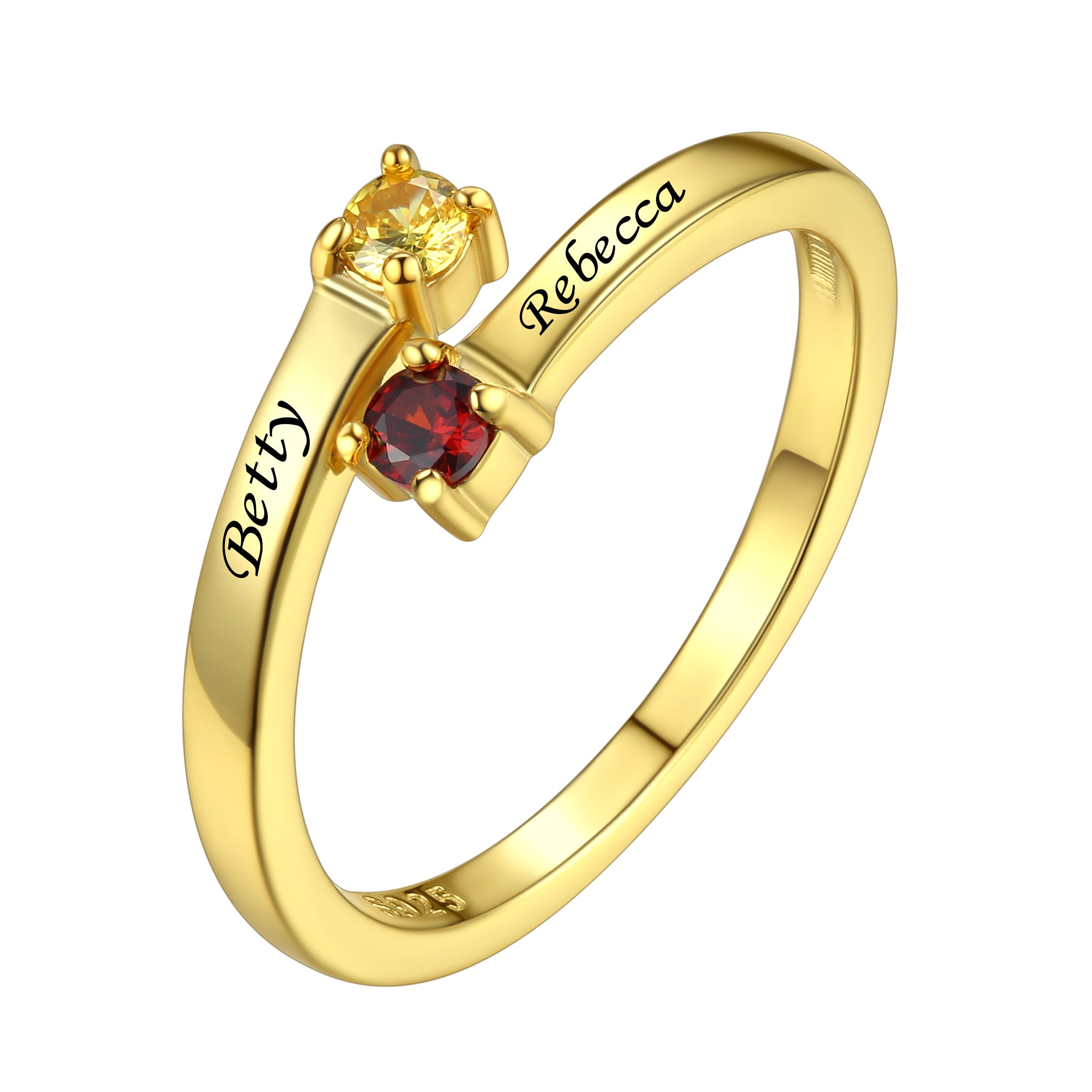 Custom4U Personalized Birthstone Rings for Women Promise Rings for Her | Sterling Silver Mothers Ring Customized Cubic Zirconia Wedding/Valentine's Day/Mother's Day Jewelry Gift for Mom Wife