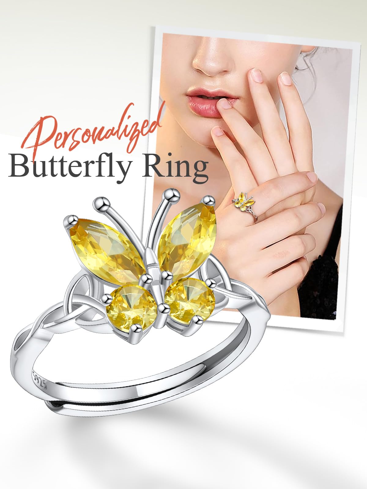 Custom4U Personalized Birthstone Rings for Women Promise Rings for Her | Sterling Silver Mothers Ring Customized Cubic Zirconia Wedding/Valentine's Day/Mother's Day Jewelry Gift for Mom Wife