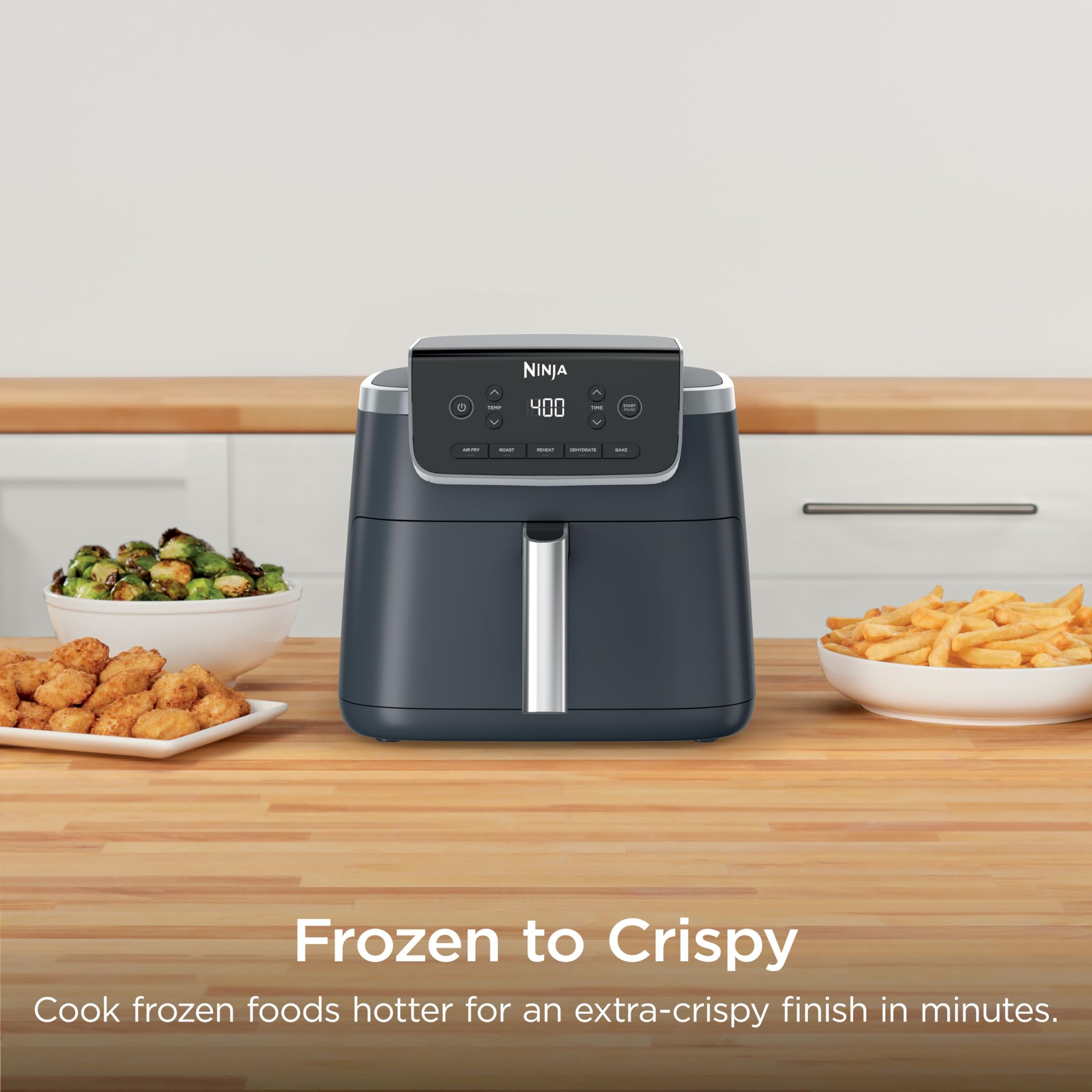 Ninja Air Fryer Pro, 5 Qt, 5-in-1, Grey, AF142 | Air fry, bake, roast, reheat, dehydrate, 1750W, 400F max, Fits 4 lbs fries, Dishwasher-safe