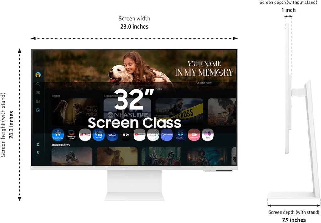 Samsung 32” M8 (M80F) Series 4K UHD Smart Monitor | Samsung Vision AI, Smart TV Apps, Gaming Hub, USB-C, HDMI and USB-A, White (LS32FM803UNXZA)