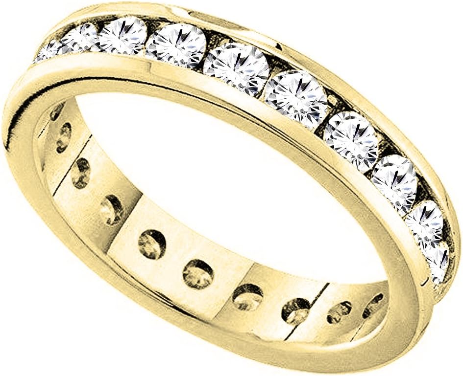 Dazzlingrock Women Eternity Wedding Anniversary Band | 1.40 Ctw | Round White Natural Diamond | 14K Real Solid Gold