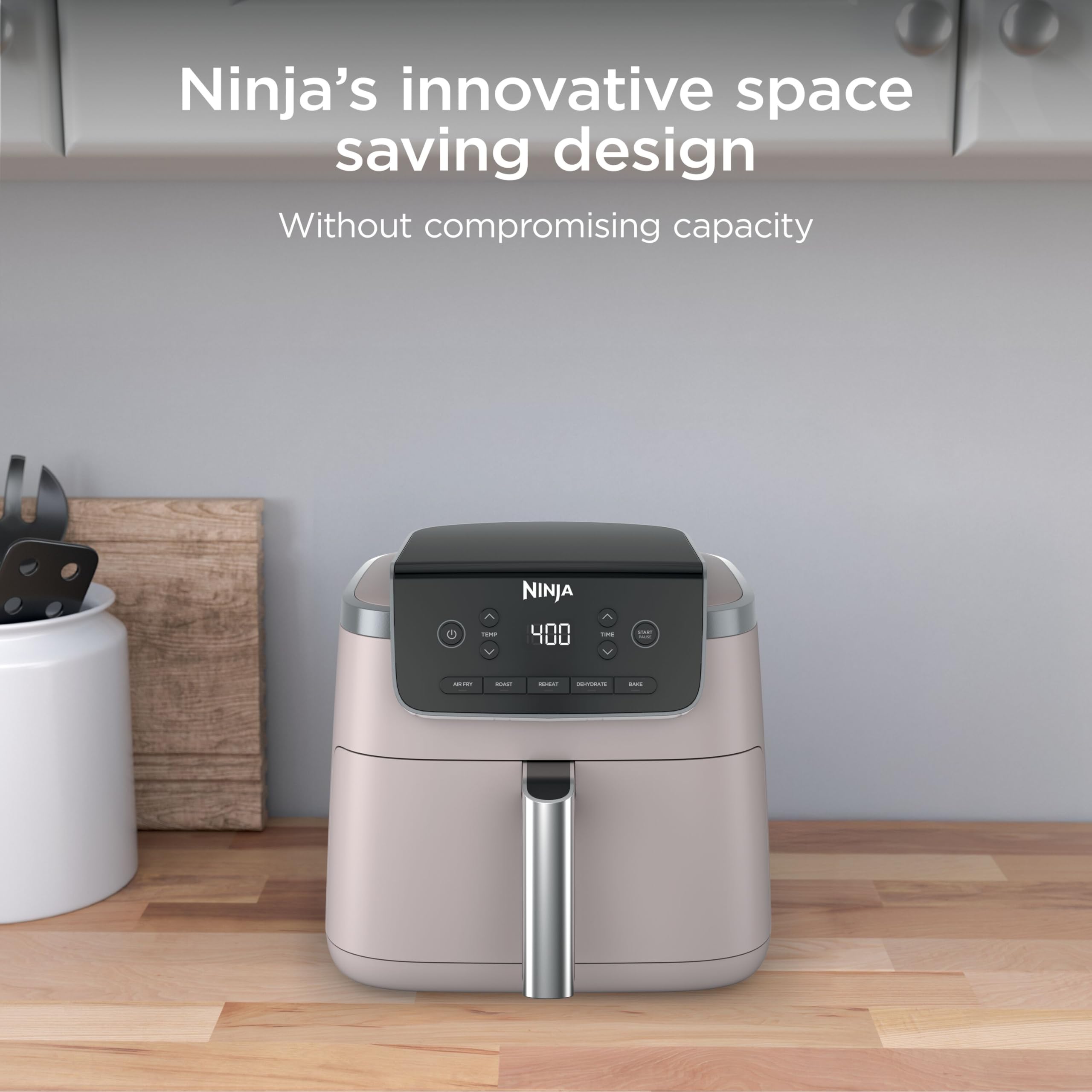 Ninja Air Fryer Pro, 5 Qt, 5-in-1, Grey, AF142 | Air fry, bake, roast, reheat, dehydrate, 1750W, 400F max, Fits 4 lbs fries, Dishwasher-safe