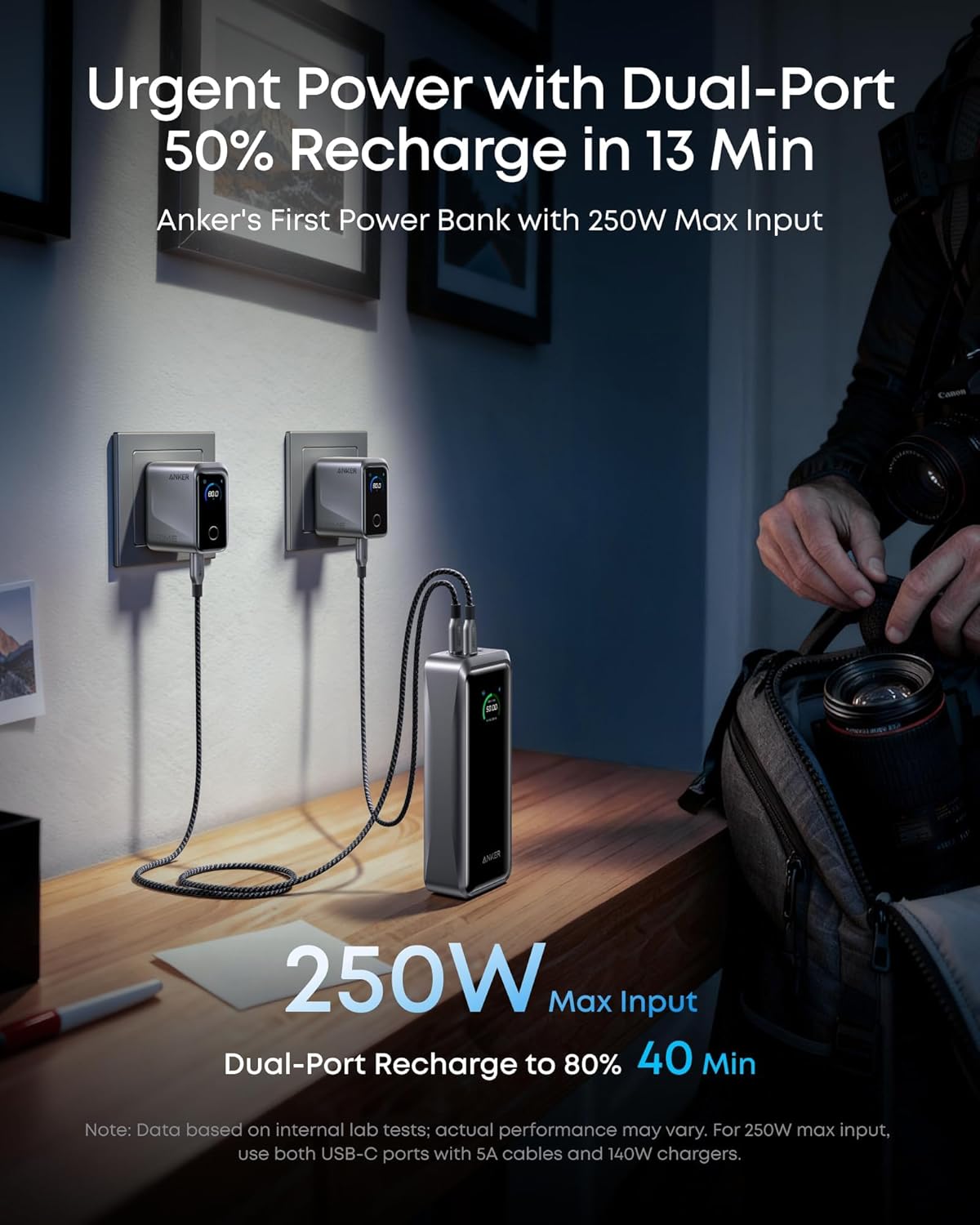 Anker Prime Power Bank, 26,250mAh 300W Fast Charging | 3-Port Portable Charger, Two-Way Charging, TSA-Approved, App Control, for MacBook, iPhone 17 / 16 Series (Base Not Included)