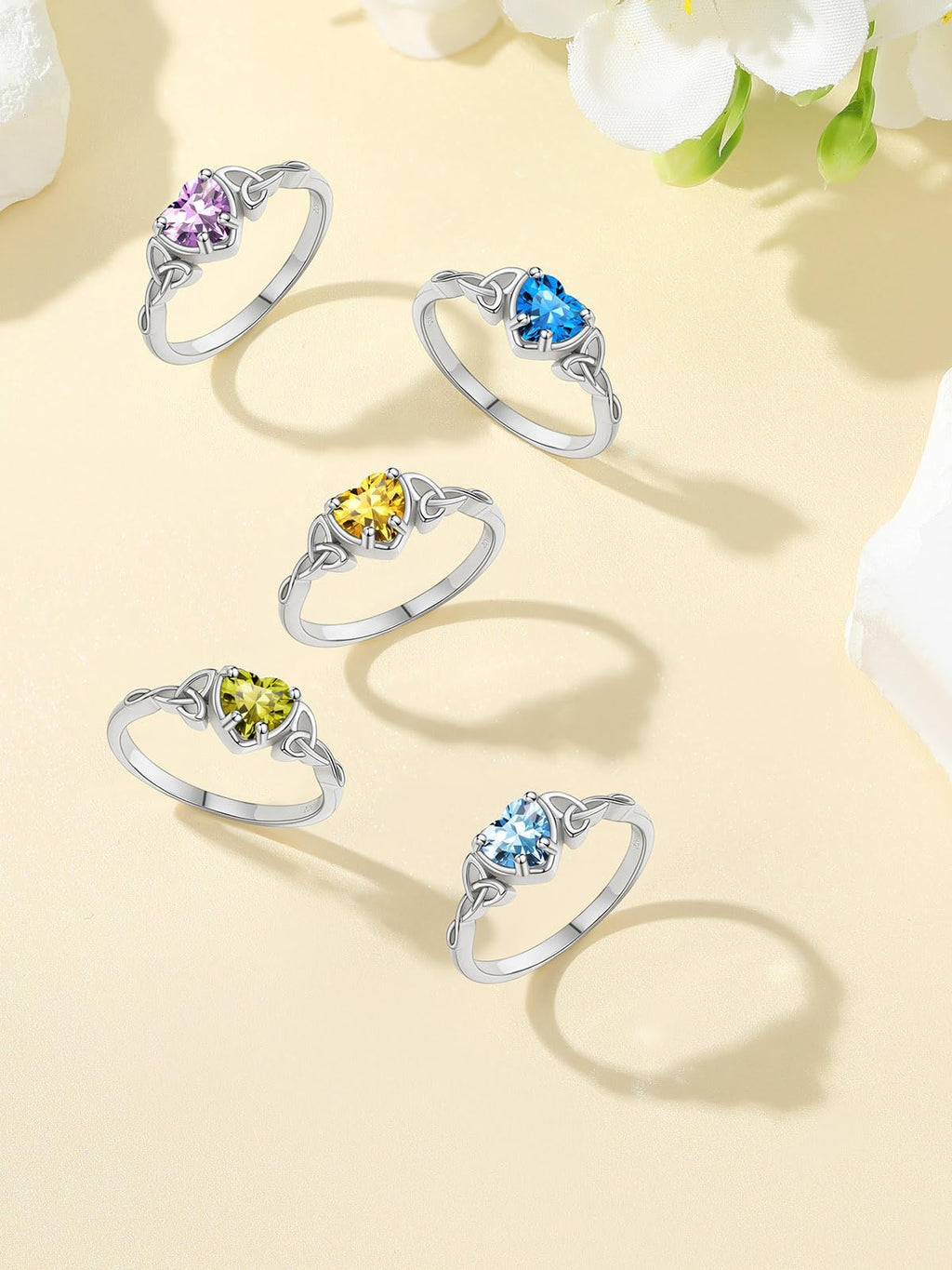 Custom4U Personalized Birthstone Rings for Women Promise Rings for Her | Sterling Silver Mothers Ring Customized Cubic Zirconia Wedding/Valentine's Day/Mother's Day Jewelry Gift for Mom Wife