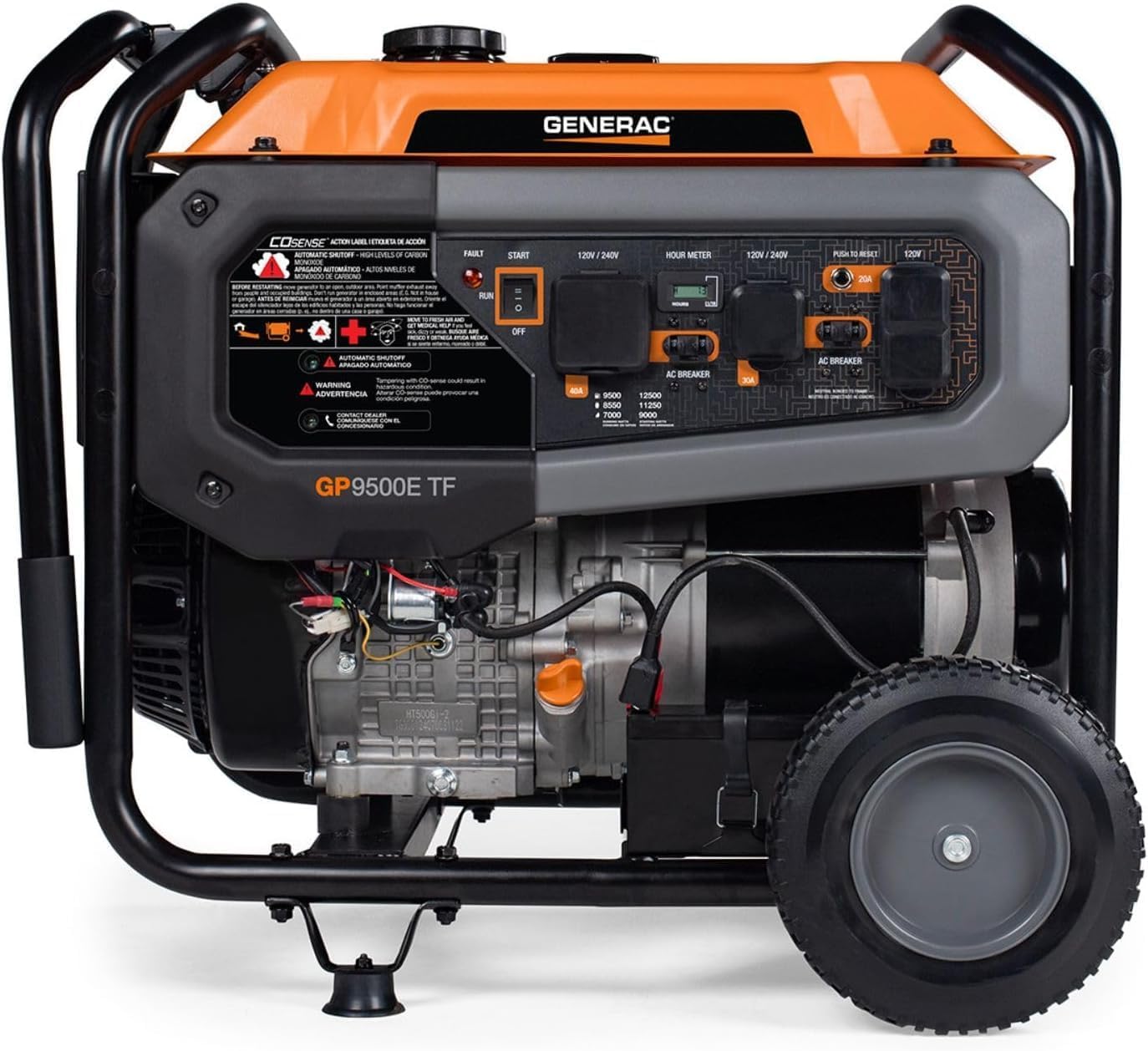 Generac 12,500 Starting Watt Tri-Fuel Portable Generator, Electric Start | Gas, Propane, Or Natural Gas Fuel Options, COsense CO Detection, 9.5 Hour Runtime, Emergency Home Backup, 49 State Compliant