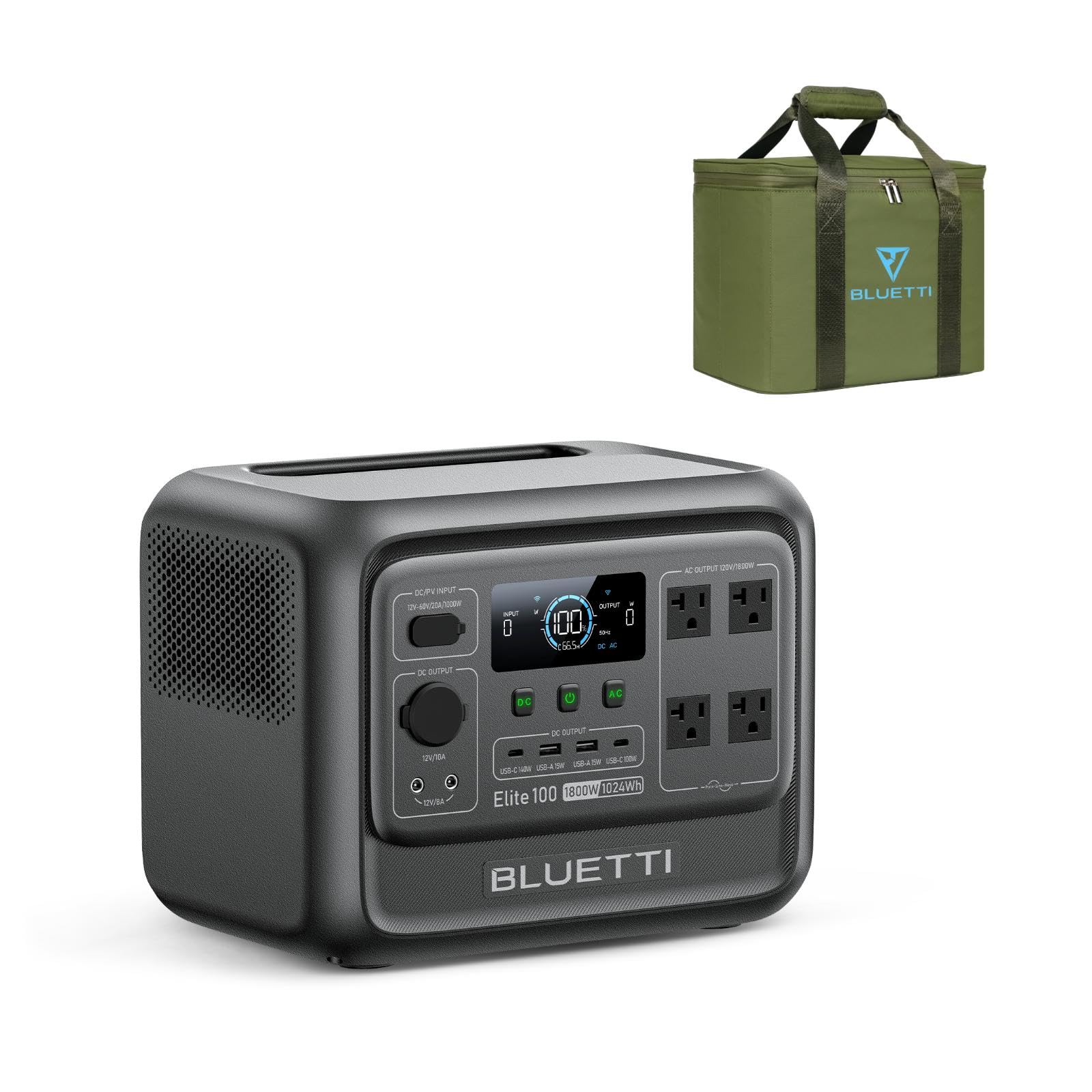 BLUETTI Solar Generator Elite 100 V2 with 200W Solar Panel Included, 1024Wh | 1800W AC Outlets (3600W Surge), 70 Min Fast Charging, 10ms UPS, Portable Power Station for Camping, Emergency, Road Trip