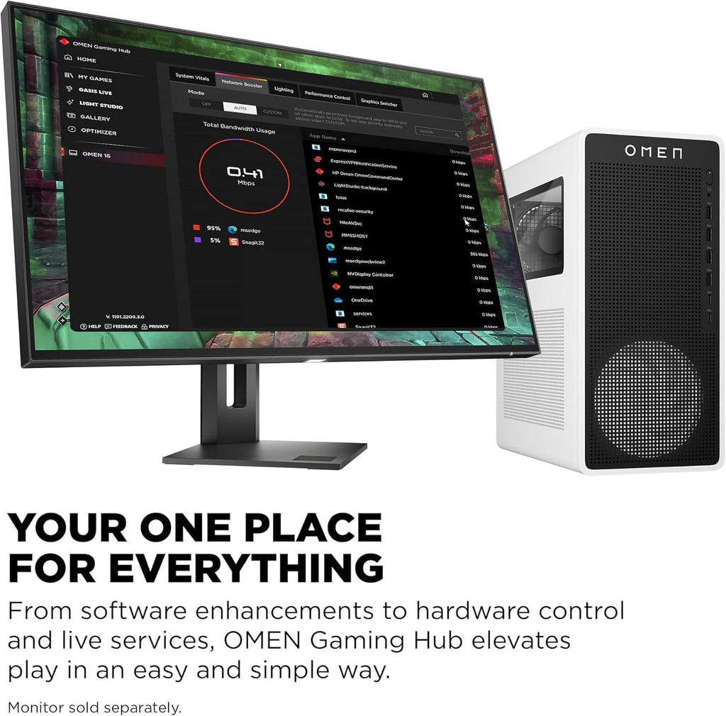 HP OMEN 16L TG03 Gaming Desktop PC | Intel Ultra 7 265F Processor | NVIDIA GeForce RTX 5060 Ti | 16GB GDDR7 RAM | 1TB NVMe SSD | VR-Ready Performance Tower | Panda Metal Finish