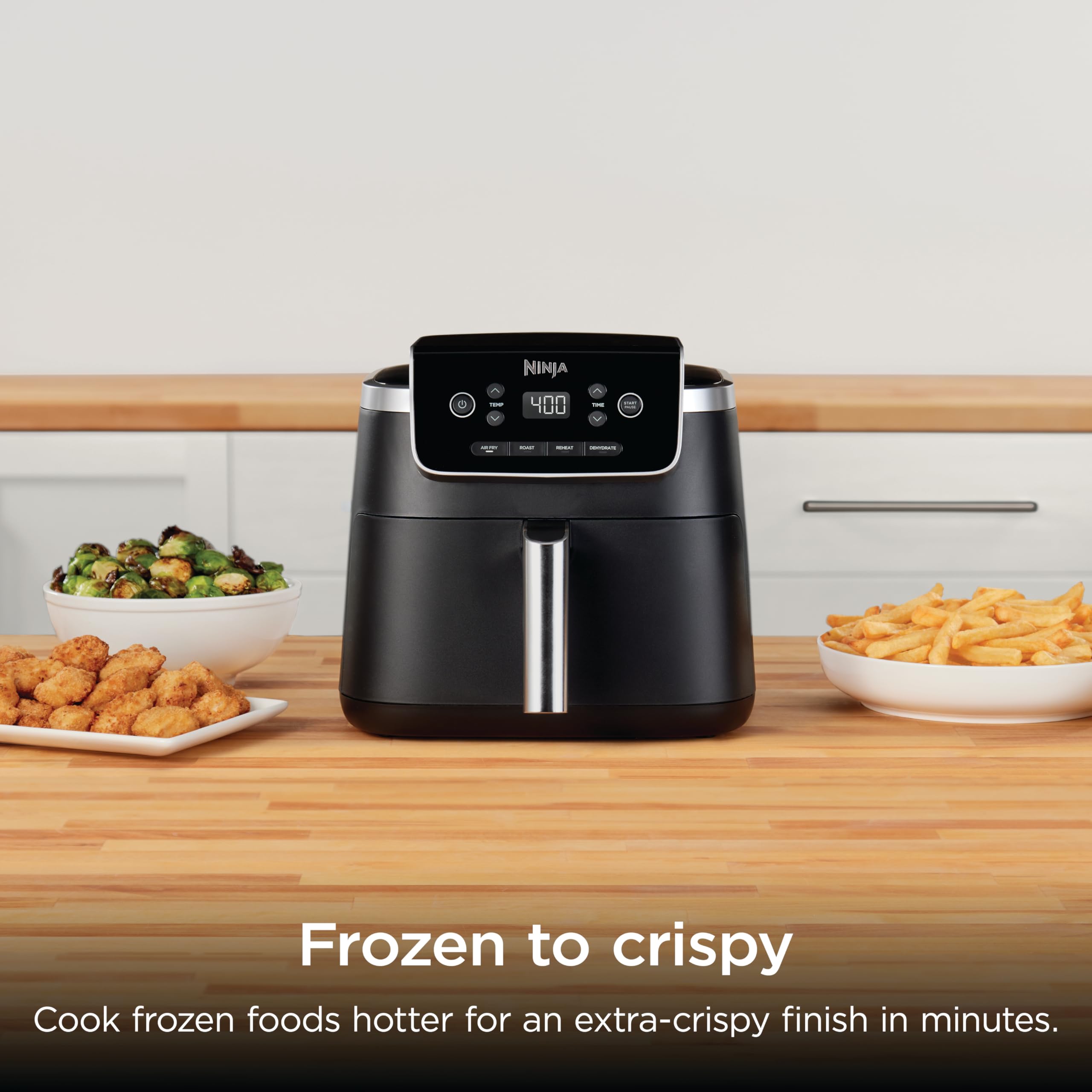 Ninja Air Fryer Pro, 5 Qt, 5-in-1, Grey, AF142 | Air fry, bake, roast, reheat, dehydrate, 1750W, 400F max, Fits 4 lbs fries, Dishwasher-safe