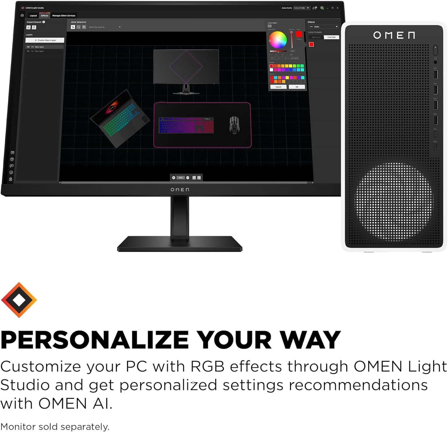 HP OMEN 16L TG03 Gaming Desktop PC | Intel Ultra 7 265F Processor | NVIDIA GeForce RTX 5060 Ti | 16GB GDDR7 RAM | 1TB NVMe SSD | VR-Ready Performance Tower | Panda Metal Finish